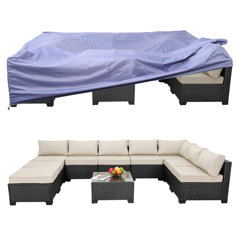 Housse pour ensemble de salle à manger d'extérieur, H 28 po x l 108 po x P 108 po, Bleu