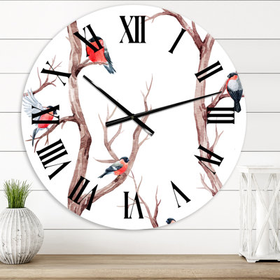 Little Birds On The Tree Branches III - Traditional Wall Clock
