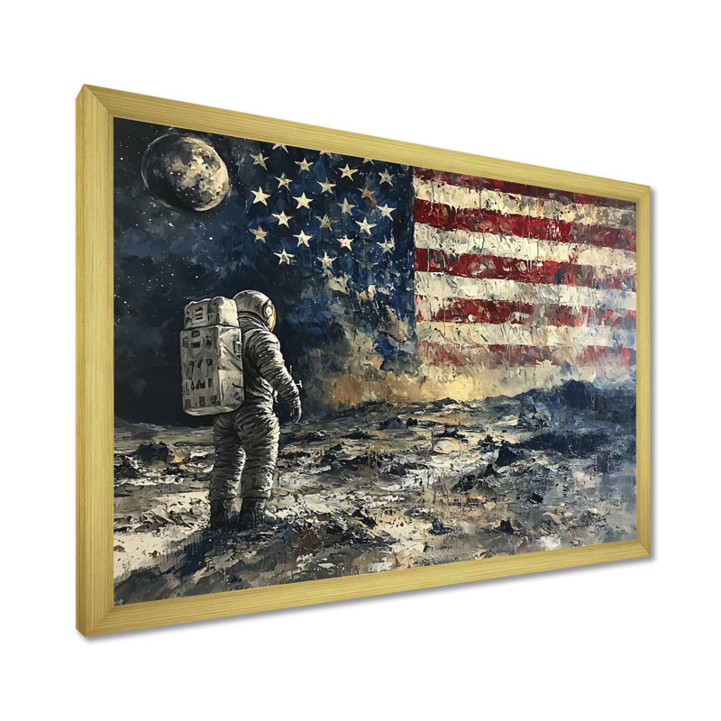 «Kyon Usa Moon Apollo 13 Mission I - Moon Large», art mural, Reproduction encadrée d'une seule photo, H 30 po x l 40 po, Doré