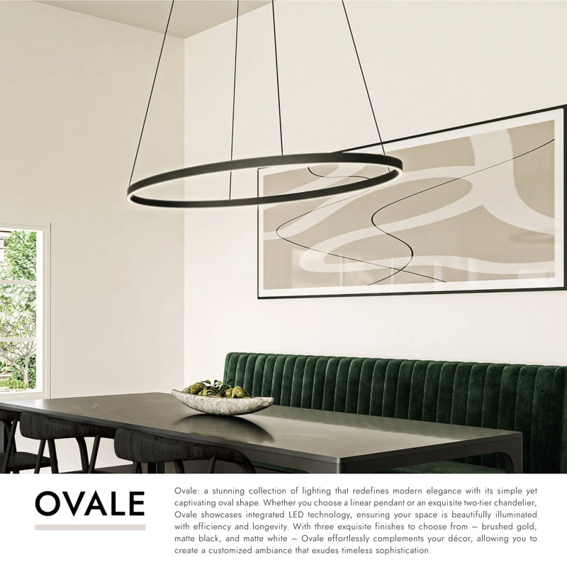 Ovale 1 - Light LED Pendant, White, 1.5" H x 53.25" W x 27.625" D