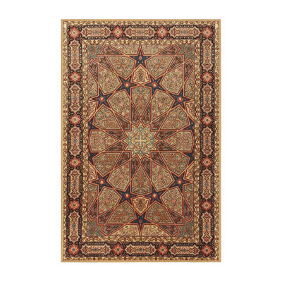 Tapis traditionnel bleu foncé / beige