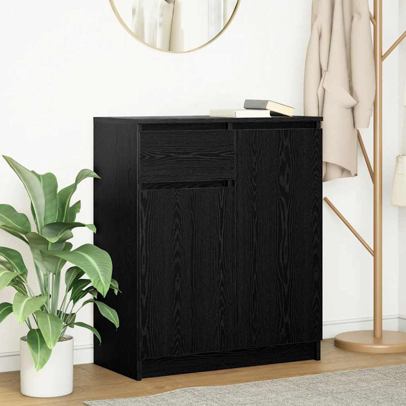 Sideboard With Drawer 71X35x84 Cm Engineered Wood, Black Oak