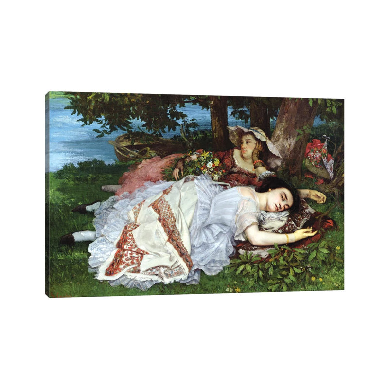 Girls On The Banks Of The Seine by Gustave Courbet - Wrapped Canvas Print, 101.6 cm H x 66.04 cm W