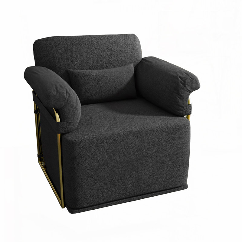 Upholstered Swivel Barrel Chair, Black