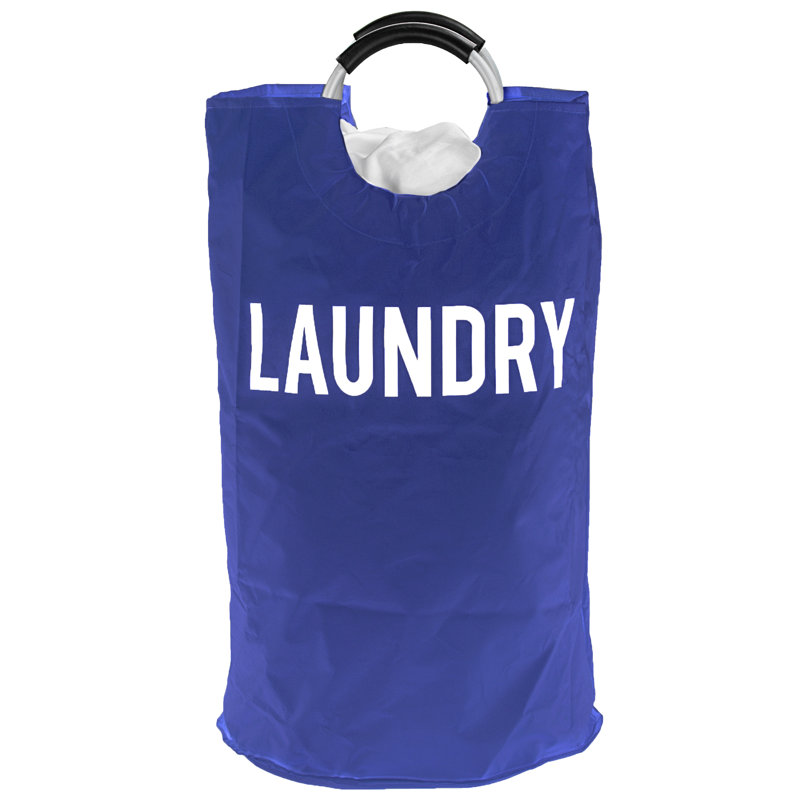 Fabric Laundry Hamper with Handles, Dark Blue