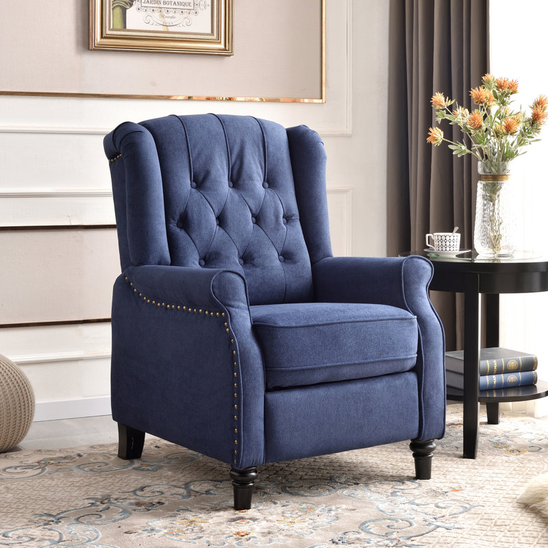 Fauteuil inclinable classique à dossier poussé de 29,5 po de large Sandee, Microfibre / microsuède bleu