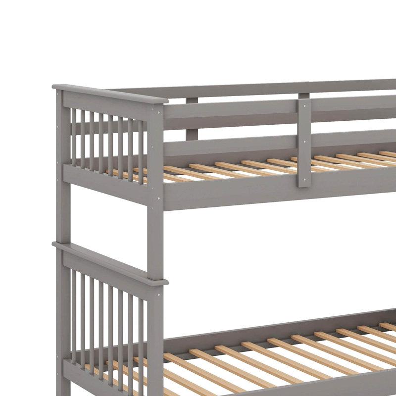 Lit superposé simple au-dessus de simple avec rangement, Gris