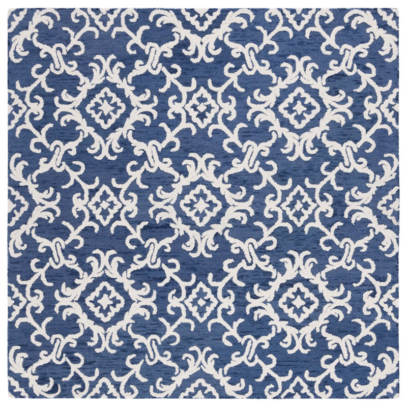 Vicksburg Blossom 104 Area Rug In Navy / Ivory, Square 6'