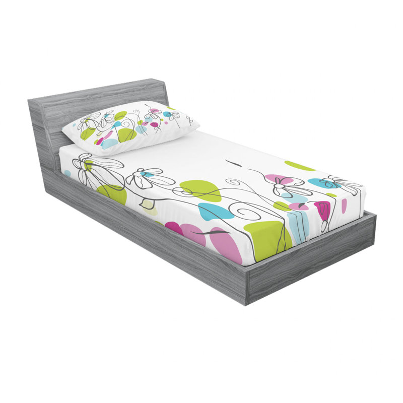 Ensemble de draps Daisy, Ensemble de draps pour lit simple avec drap-housse