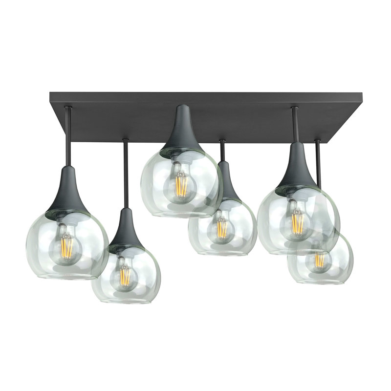 Asa Glass Semi Flush Mount, Black, Clear
