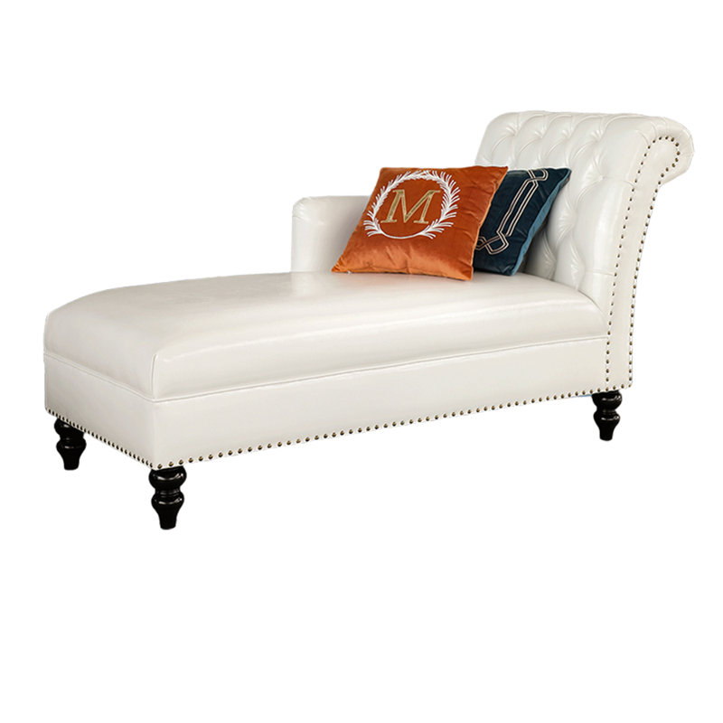 Chaise longue rembourrée Tidus, Accoudoir à droite (vu de face), Beige