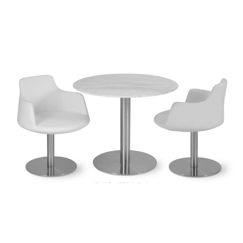 Fauteuil en laine Dervish, Acier inoxydable poli, Blanc