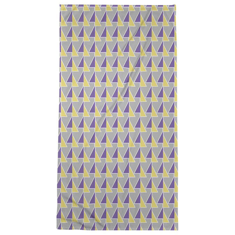 Serviette de bain à flèches changeées, Jaune / gris / mauve