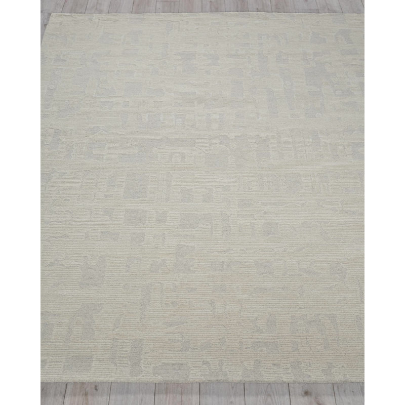 Aspen Hand Tufted Abstract Area Rug, Silver/Ivory, Rectangle 8' x 10'