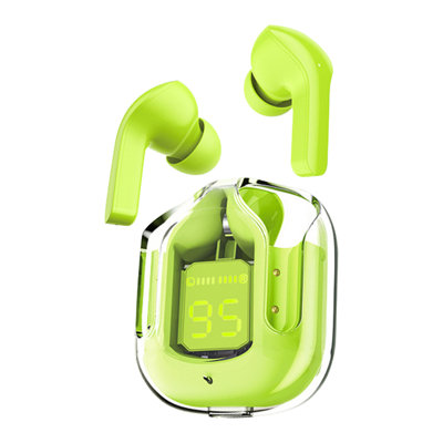 headset headset Crystal Earbuds,Transparent Digital Display Wireless Bluetooth Headset Bilateral Stereo Copper Ring Speaker With Charging Bin