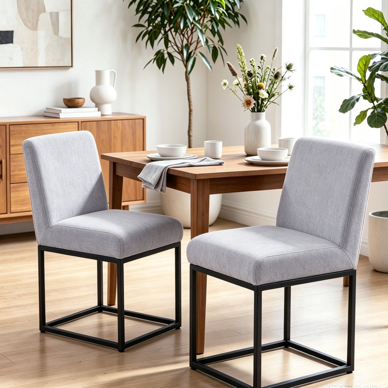 51.5cm H Upholstered Side Chair, Grey, Grey