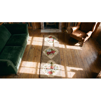 Antique American Hooked Rug Small Scatter Size Jute & Cotton Ivory