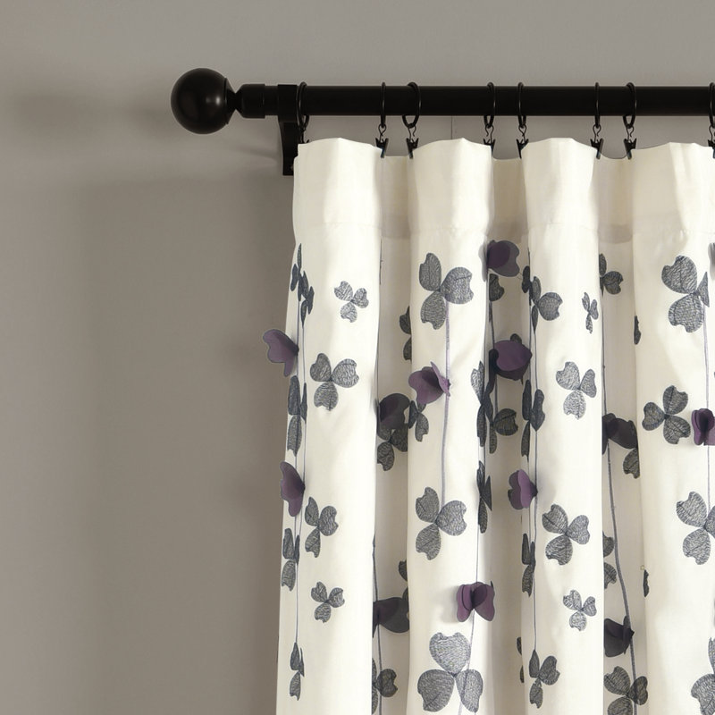 Ivory and Purple Faux Silk Light-Filtering Window Panel