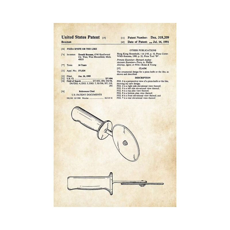 "Pizza Cutter" par vern77 - Art textuel sur toile tendue, H 12 po x l 8 po x P 0,75 po