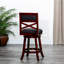 Tabouret de bar pivotant de 30 po au fini cerisier, siège rembourré anthracite, tissu - Siège élégant et fonctionnel