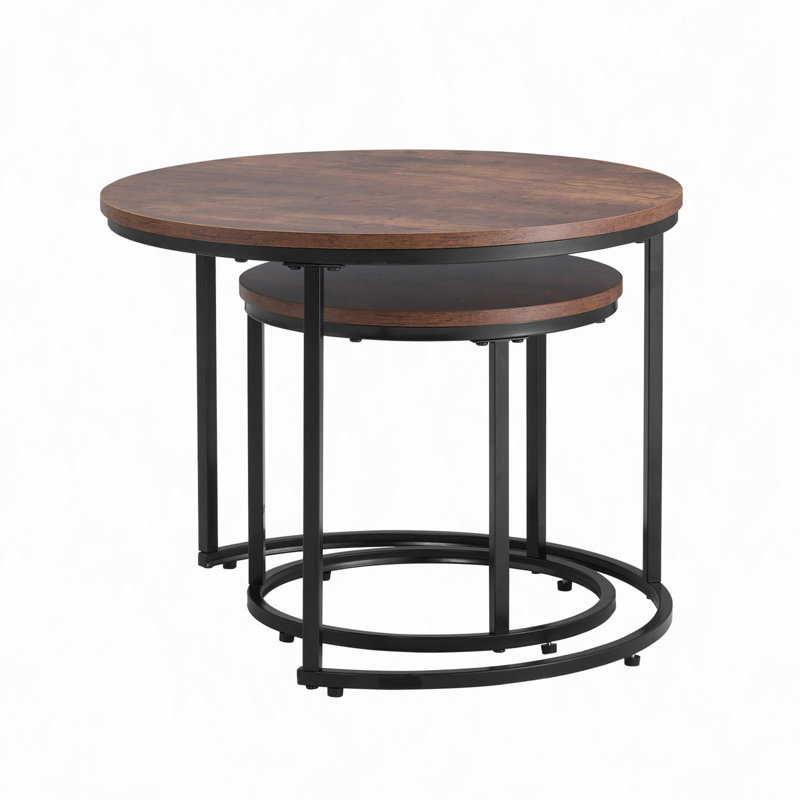 Ensemble de 2 tables basses gigognes, tables basses gigognes de 23,6 po, tables gigognes pour petits espaces, tables de bout avec tables de bout et structure en métal, pour salon, chambre à coucher, bureau