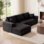 Canapé modulaire en L Corduroy, ensemble de canapé en mousse D30, sans assemblage requis, noir-583331227