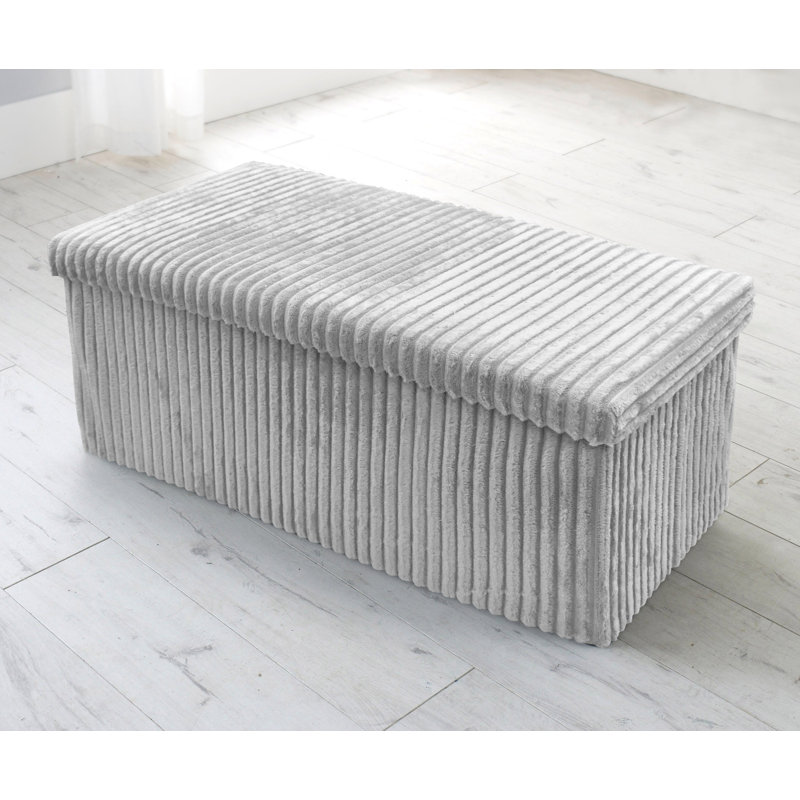 38 CORDUROY STORAGE BOX, Silver, 38cm H x 80cm W x 7cm D
