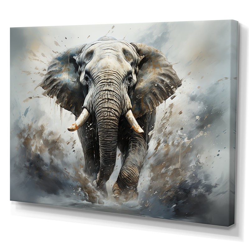 «Elephant Symphony Stampede», reproduction sur toile, H 30 po x l 40 po x P 1,5 po, Toile tendue