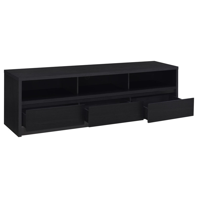 Rutland 3-Drawer TV Stand Media Console Black, 22"H x 78"L x 15.5"W