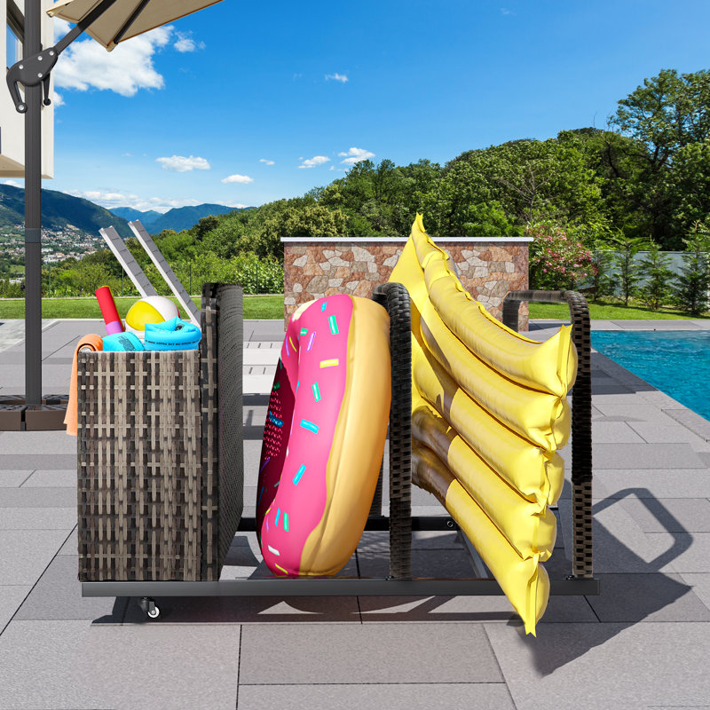 YITA Poolside Wicker Deck Box, Grey