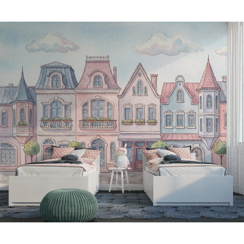 Papier peint mural européen Pastel Architecture, 160 po x 108 po, Texturé non collé