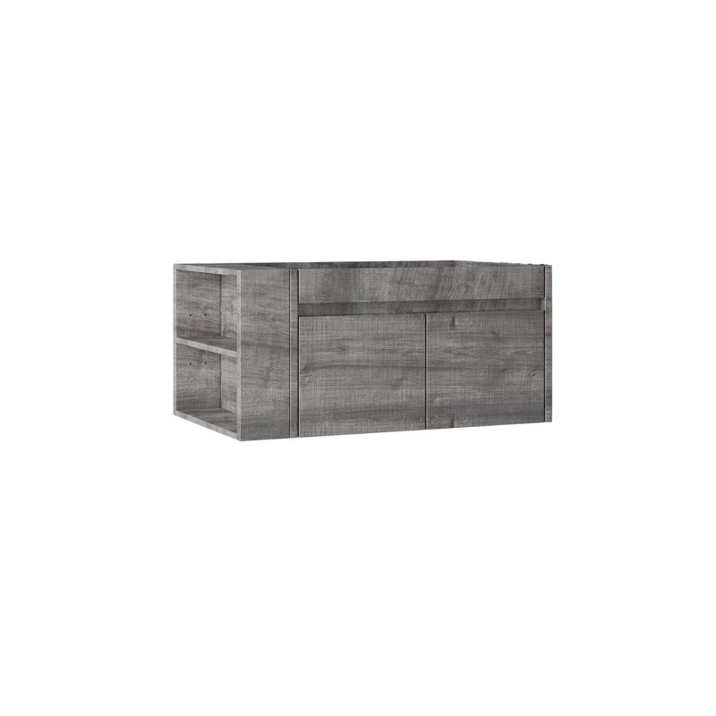 Meuble-lavabo flottant avec tiroirs à fermeture en douceur et rangement spacieux, Gris