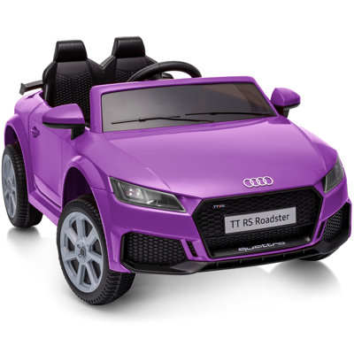 Voiture électrique Audi TT RS 6V sous licence, jouet pour enfants de 1 à 3 ans avec télécommande et Bluetooth, violette