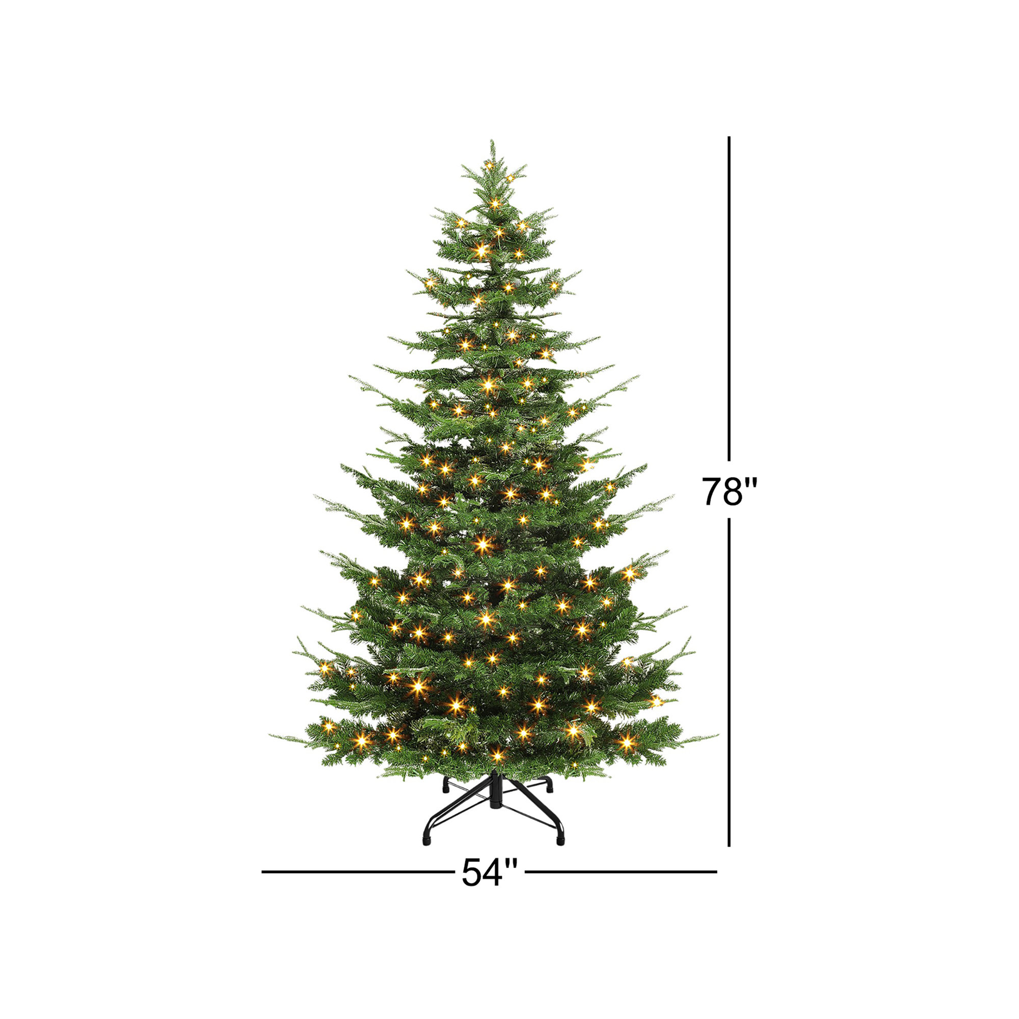 6.5ft / 7.5ft Artificial Fir Christmas Tree with Pre-Installed Lights and Crystal Snow Decoration, 6.5'