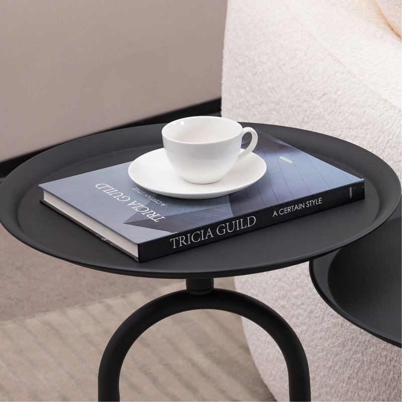 Modern Coffee Drink Cocktail Table For Living Room Corners Small Spaces, 21.2" H x 18.9" L x 18.9" W, Black