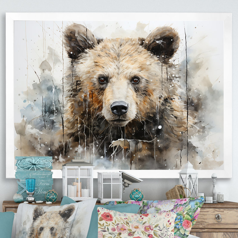 Ours en portrait - Minimalisme, impressions encadrées, H 12 po x l 20 po x P 1 po, Cadre simple blanc