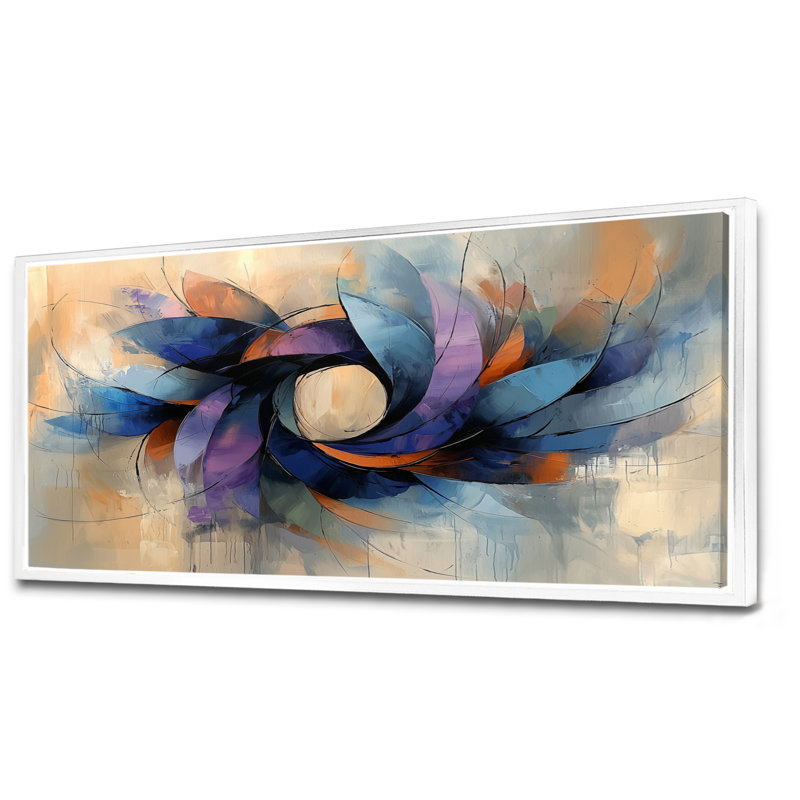 Couronne de velours abstrait Ingeborg - densité, art mural, H 28 po x l 60 po, Impression encadrée flottante, Blanc