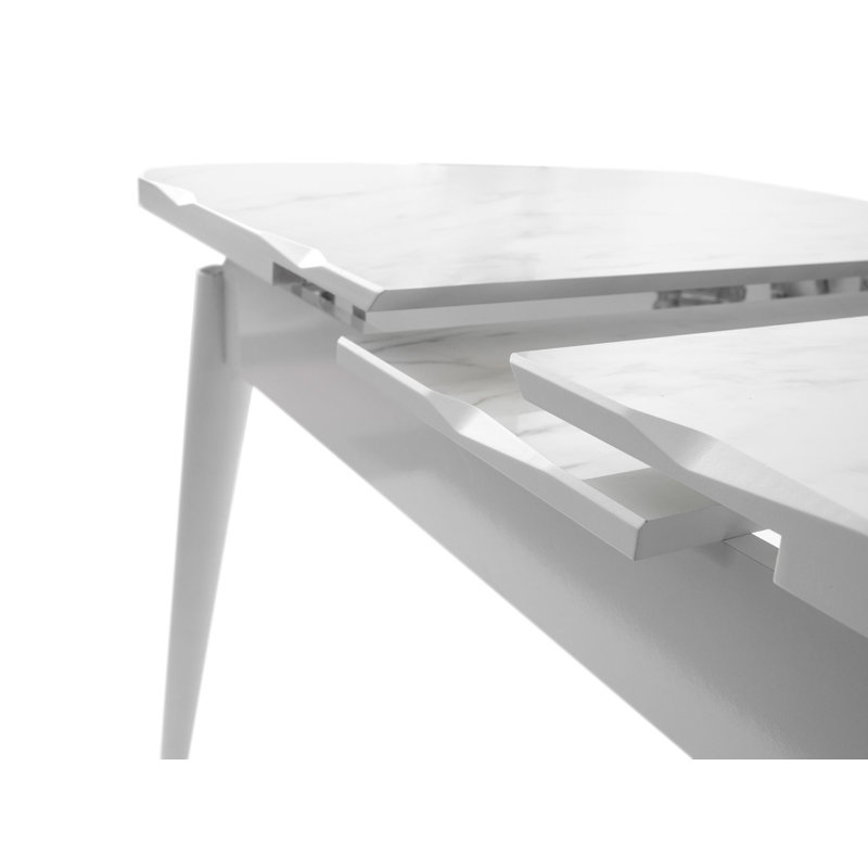Elegant Extendable Dining Table, White Marble Finish, 51.2 x 31.5 x 29.5 inches | 100% Melamine Coated Fiberboard, Thickness: 0.7 inches | Plastic Legs, Supports Up to 220 lbs | Modern Design for Dining & Entertaining