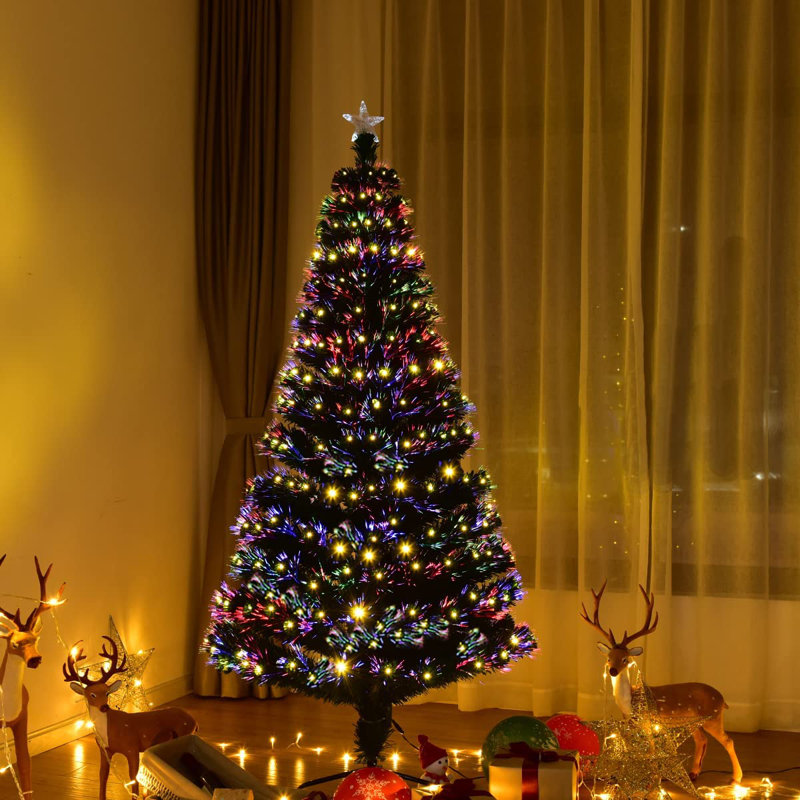 Artificial Christmas Tree Green with LED Lights, 180cm H