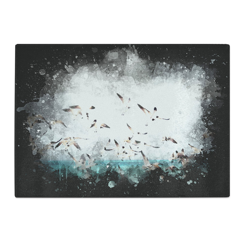 Tempered Glass Flock of Seagulls over the Sea Chopping Board, 28.5 cm x 39 cm