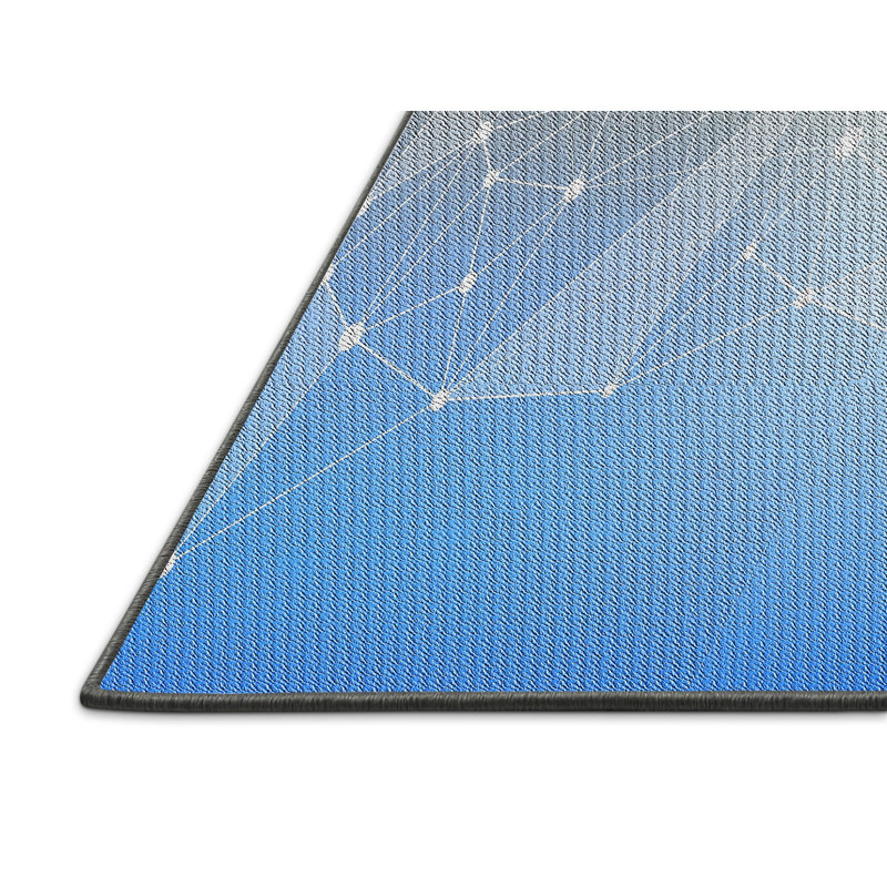 Tapis bleu/vert à motifs, Rectangle 7 pi x 10 pi