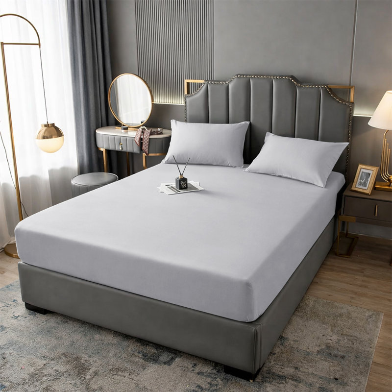 Aspire Homeware Premium 25cm Deep Fitted Sheet for Stylish and Comfortable Bedding, Silver, Double (4'6)