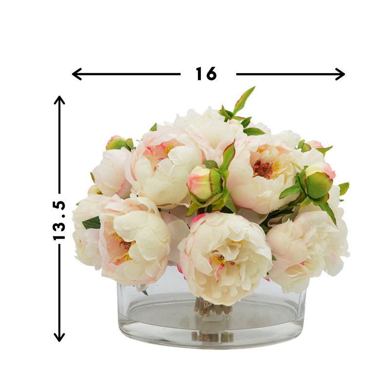Peony Arrangement In Oblong Glass Vase