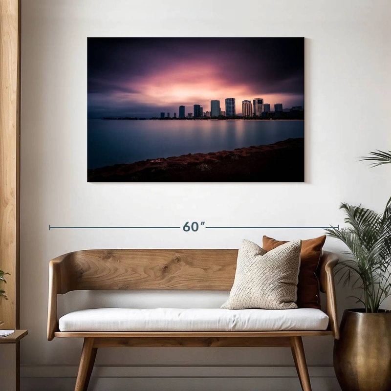 Sireci Honolulu Purple Sunset Skyline, 30" H x 45" W