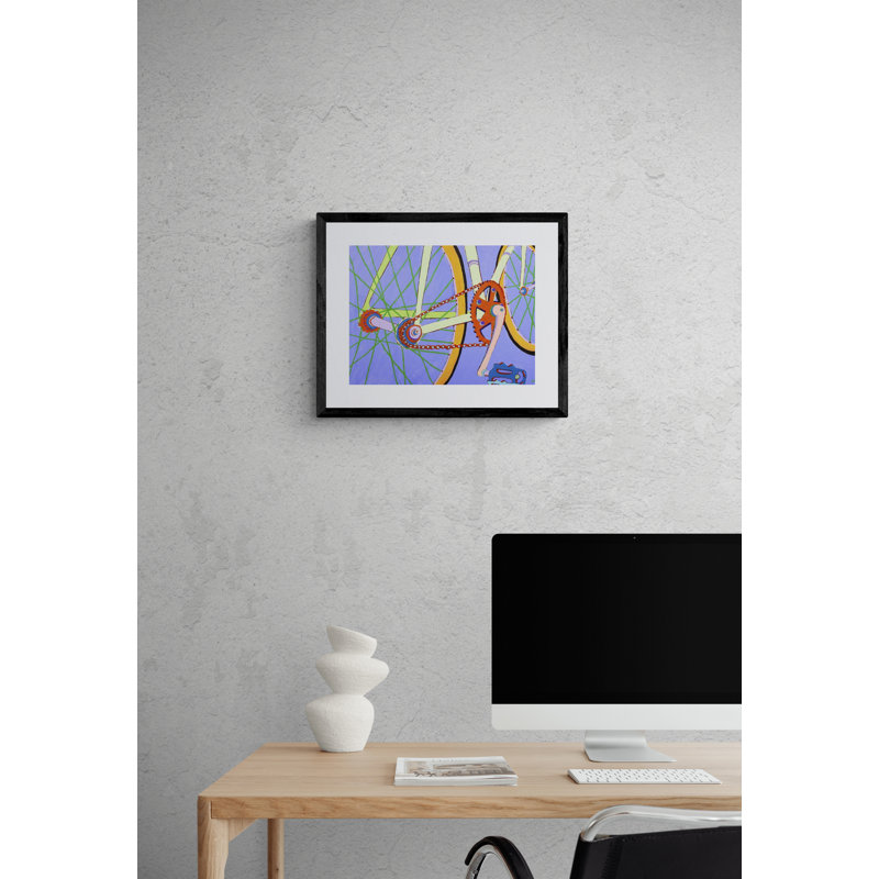 Green Spokes Print by Sue Graef, Black Framed Canvas, 25" H x 33" W