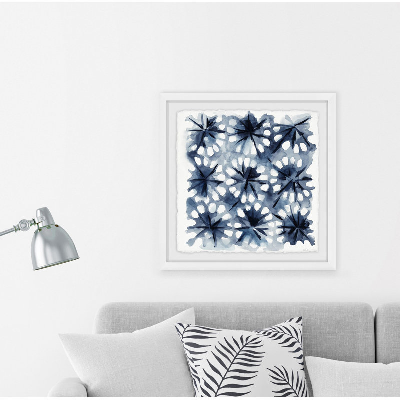 Alima «Indigo Study II», reproduction de peinture à l'aquarelle encadrée, H 12 po x l 12 po x P 1,5 po