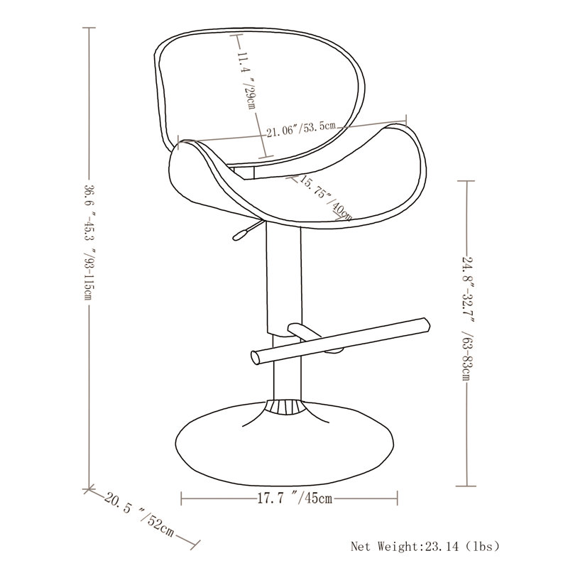 Tabouret de bar pivotant Bentwood , Marron clair, Brun