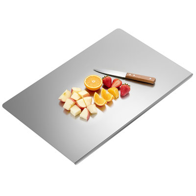 Planche à découper en acier inoxydable avec rebord de comptoir, planche à découper extra large pour la cuisine, planche à découper en métal pour légumes, viande, fruits, pain et pâtisserie (80 x 50 cm / 31,5 x 19,7 pouces)