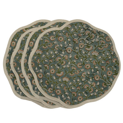Fabdivine 15"Charming Scalloped Placemats - Himachal