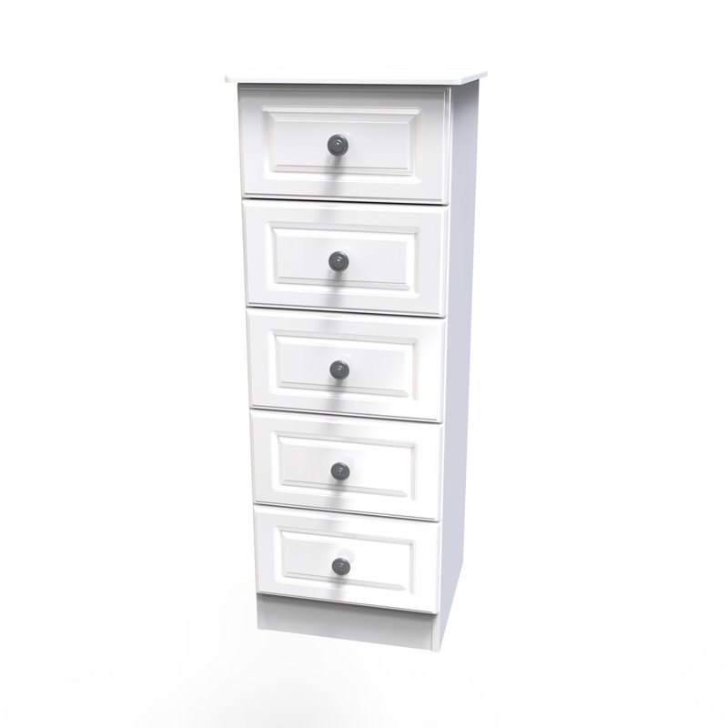 Adala 40cm W Manufactured Wood Bedside Table, White Gloss/White